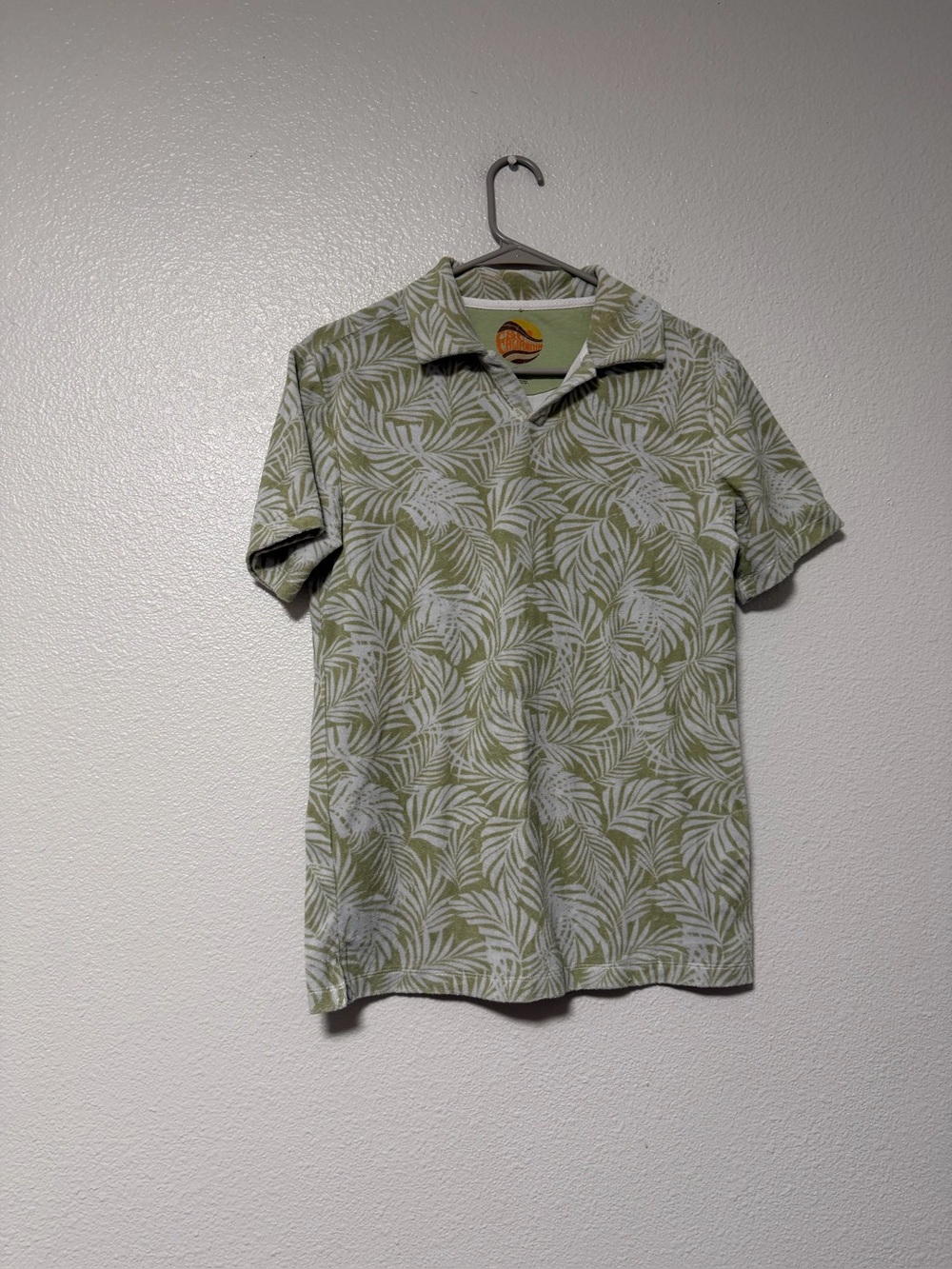 C&C California Green Leaf-Print Polo SZ S